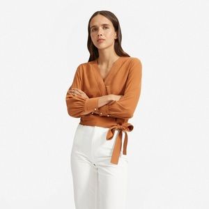Everlane Women's Wrap Blouse - Brown